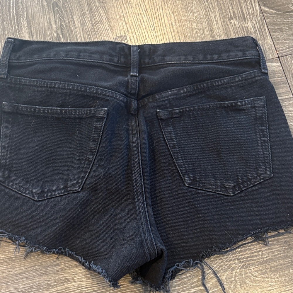 Agolde Midnight Black Denim Cutoff Shorts - Picture 5 of 5